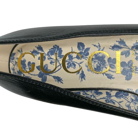 Gucci Hills GG Logo Ballet Flat EU 38.5 US 8.5 Cap Toe Double G Leather - Picture 10 of 11